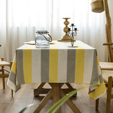 Load image into Gallery viewer, Tablecloth Striped Cotton Linen Material Dustproof Rectangular Tablecloth
