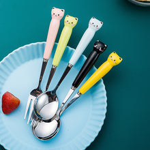 Load image into Gallery viewer, Ceramic Stainless Steel Tableware Set Cartoon Children's Tableware Student Travel Portable Tableware
