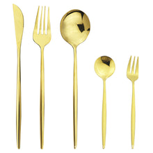 Load image into Gallery viewer, Stainless Steel Tableware Knife, Fork and Spoon 30-Piece Set Hotel Portugal Knife, Fork and Spoon Fruit
