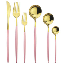 Load image into Gallery viewer, Direct s Stainless Steel Knife, Fork and Spoon Spoon Cutlery Set Western Food Dessert Fork Spoon Cutlery Knife and Fork Tableware Six Sets
