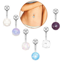 Load image into Gallery viewer, Navel Rings Crystal Belly Button Ring Bar Body Piercing Jewelry 16G Opal Navel Button Belly Rings
