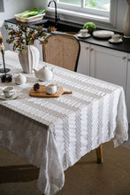 Load image into Gallery viewer, Lace Jacquard White Tablecloth Hollow Rectangular Dining Table Fabric
