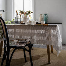 Load image into Gallery viewer, Lace Jacquard White Tablecloth Hollow Rectangular Dining Table Fabric
