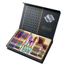 Load image into Gallery viewer, Stainless Steel Tableware 4 Main Pieces Gift Set 6-Person Gift Box Knife, Fork and Spoon 24-Piece Set
