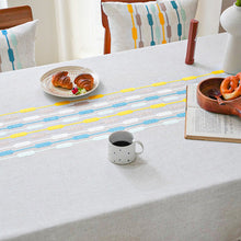 Load image into Gallery viewer, White Cotton Linen Restaurant Tassel Tablecloth Rectangular Table Cover
