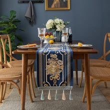 Load image into Gallery viewer, European Style Flower Table Runner Chenille Tassel Home Tablecloth Polyester Tablecloth Table Runner
