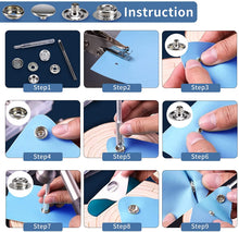 Load image into Gallery viewer, 240pcs 15mm Canvas Snap Kit, Marine Grade Snap Fastener Stainless Steel Snap Buttons for Boat Cover,Sewing Leather products,Tent
