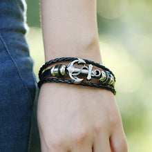 Load image into Gallery viewer, Ornament Simple Multi-Layer Woven Boat Anchor Cattle Leather Bracelet Fashion Popular Retro Male and Female Bracelets
