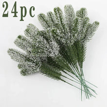 Load image into Gallery viewer, 24Pcs Christmas Artificial Pine Needles Branches Green DIY Fake Pine Stems Garland Home Party Decorations Xmas New Year Gifts
