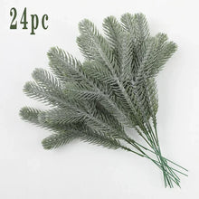 Load image into Gallery viewer, 24Pcs Christmas Artificial Pine Needles Branches Green DIY Fake Pine Stems Garland Home Party Decorations Xmas New Year Gifts
