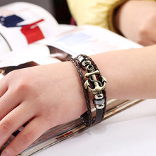 Load image into Gallery viewer, Ornament Simple Multi-Layer Woven Boat Anchor Cattle Leather Bracelet Fashion Popular Retro Male and Female Bracelets
