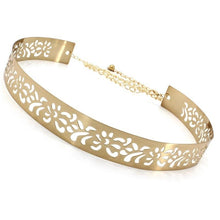 Load image into Gallery viewer, Women Fashion Wide Plate Waist Mirror Chains Waistband Metallic Belt
