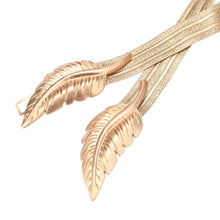 Load image into Gallery viewer, Vintage Women Belt Leaves Clasp Front Stretch Skinny Elastic Belt Waist Strap Gold
