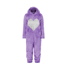 Load image into Gallery viewer, Women Spring Autumn Hooded Jumpsuit Love Print Coat Warm Casual Romper Lady Home Zipper Pajamas
