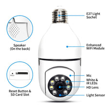 Load image into Gallery viewer, 2MP E27 Lamp Surveillance Camera Nachtzicht Full Color Automatische Menselijk Tracking 4x Digitale Zoom Video Indoor Security Monitor
