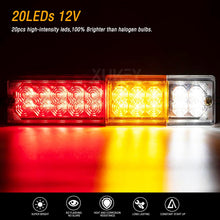 Load image into Gallery viewer, 2PC 20 LED Trailer Rear Tail Light Turn Signal Reverse Stop Brake Running Lamp for Truck RV UTV Camper Caravan Lorry Boat Tipper
