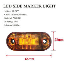 Load image into Gallery viewer, 2PCS 12V 24V LED Side Marker Lights Warning Tail Light Auto Car External Lights Trailer Truck Lorry Yellow Orange White Red
