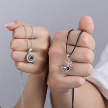 Load image into Gallery viewer, 2PCS Magnetic Couple Matching Necklace 100 Languages I Love You Projection Sun Moon Heart Shape Magnet Paired Pendant Lover Gift
