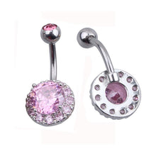 Load image into Gallery viewer, Navel Ring Round Zircon Belly Button Ring Body Piercing Jewelry 316L Stainless Steel Navel Ring
