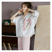 Load image into Gallery viewer, Loose Cartoon Print Women Pajamas Bat Sleeve Long Sleeve Trousers Suit Pijama
