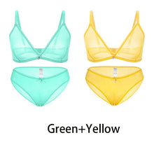 Load image into Gallery viewer, Varsbaby Sexy Ladies See-through Plus Size Bra Low Waist Panties 2Pcs
