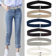 Load image into Gallery viewer, Women's No Show Invisible Belt Elastic Stretch Waist Belt with Flat Buckle
