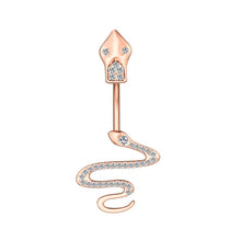 Load image into Gallery viewer, Gecko Snake Belly Button Ring CZ Crystal Surgical Steel Navel Rings 14g Piercing Body Jewelry
