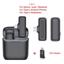 Load image into Gallery viewer, 2in1 Wireless Lavalier Microphone For ios type-c Phone Camera Audio Video 2 Clip-on Microphones For YouTube TikTok Live mini MIC
