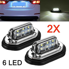 Load image into Gallery viewer, 2pcs 12V 24V Waterproof 6 LED Car License Plate Light Signal Tail Light Lamp Boat Truck Trailer SUV VAN Caravan Waterproof

