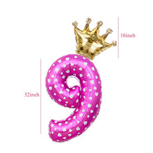 Load image into Gallery viewer, 2pcs 32inch Digit Foil Balloons Number Air Balloon happy  Birthday Party Decorations Kids toy ball Ans Decoracao Coroa
