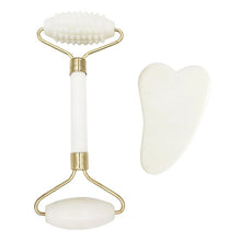 Load image into Gallery viewer, 2pcs Face Massager Roller Natural Jade Stone Guasha Board Scraper Set Facial Lift Skin Relaxation Slimming Beauty Neck Thin Tool
