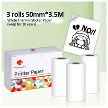 Load image into Gallery viewer, 3 Rolls 10 Years White Thermal Sticker Self-adhesive Label Paper 50mm*3.5m For Phomemo M02/M02S/M02Pro/M03 Protable Printer
