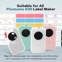 Load image into Gallery viewer, 3 Rolls/Box Phomemo White/Transparency Thermal Label D30 Paper Sticker BPA-Free for D30 Portable Self-adhesive Label Printer
