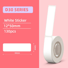 Load image into Gallery viewer, 3 Rolls/Box Phomemo White/Transparency Thermal Label D30 Paper Sticker BPA-Free for D30 Portable Self-adhesive Label Printer
