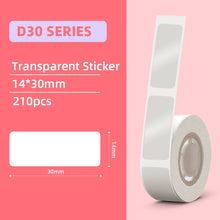 Load image into Gallery viewer, 3 Rolls/Box Phomemo White/Transparency Thermal Label D30 Paper Sticker BPA-Free for D30 Portable Self-adhesive Label Printer
