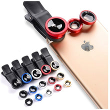 Load image into Gallery viewer, 3 in 1 Wide Angle Macro Fisheye Lens Camera Kits Mobile Phone Fish Eye Lenses with Clip 0.67x for iPhone Samsung All Cell Phones
