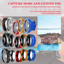 Load image into Gallery viewer, 3-in-1 Wide Angle Macro Fisheye Lens Camera Kits Mobile Phone Fish Eye Lenses with Clip 0.67x for iPhone Samsung All Cell Phones
