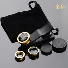 Load image into Gallery viewer, 3 in 1 Wide Angle Macro Fisheye Lens Camera Kits Mobile Phone Fish Eye Lenses with Clip 0.67x for iPhone Samsung All Cell Phones
