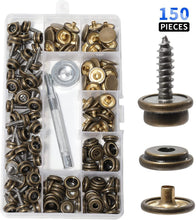Load image into Gallery viewer, 30/150 Pieces Stainless Steel Marine Grade Canvas and Upholstery Boat Cover Snap Button Fastener Kit 15mm Screws Snaps with tool
