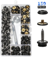 Load image into Gallery viewer, 30/150 Pieces Stainless Steel Marine Grade Canvas and Upholstery Boat Cover Snap Button Fastener Kit 15mm Screws Snaps with tool
