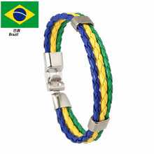 Load image into Gallery viewer, Ornament Woven Flag Flag Color Leather Bracelet Pu Imitation  Bracelet World Cup Country Bracelet
