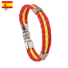 Load image into Gallery viewer, Ornament Woven Flag Flag Color Leather Bracelet Pu Imitation  Bracelet World Cup Country Bracelet
