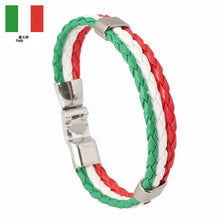 Load image into Gallery viewer, Ornament Woven Flag Flag Color Leather Bracelet Pu Imitation  Bracelet World Cup Country Bracelet
