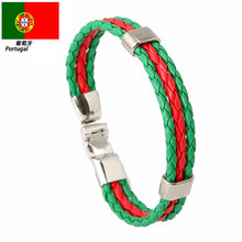 Load image into Gallery viewer, Ornament Woven Flag Flag Color Leather Bracelet Pu Imitation  Bracelet World Cup Country Bracelet
