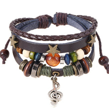 Load image into Gallery viewer, Beaded Genuine Leather Retro Bracelet Alloy Note Cattle Leather Bracelet
