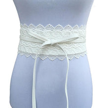 Load image into Gallery viewer, Ladies Wedding Dress Hollow Lace Tie Bow Wide Belt
