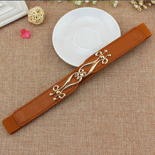 Load image into Gallery viewer, Female Elastic Waist Belt for Female Dress Gold Buckle Belt Fashion Leather Strap
