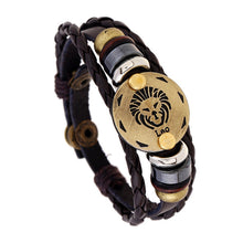 Load image into Gallery viewer, Ornament Beaded 12 Constellation Cattle Leather Bracelet Personalized Birthday Gifts Woven Adjustable Trendy Leather Bracelet
