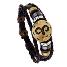 Load image into Gallery viewer, Ornament Beaded 12 Constellation Cattle Leather Bracelet Personalized Birthday Gifts Woven Adjustable Trendy Leather Bracelet
