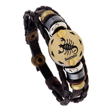 Load image into Gallery viewer, Ornament Beaded 12 Constellation Cattle Leather Bracelet Personalized Birthday Gifts Woven Adjustable Trendy Leather Bracelet

